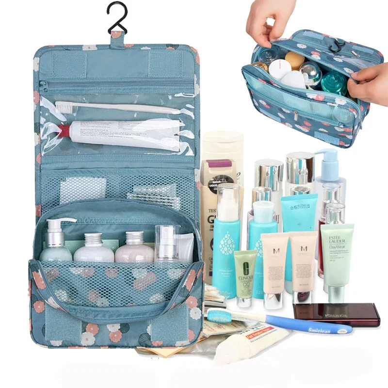 

Cosmetic Bag for Women Waterproof Travel Pouch Toiletries Beauty Organizer Ladies Bathroom Neceser Makeup Storage Bag With Hook