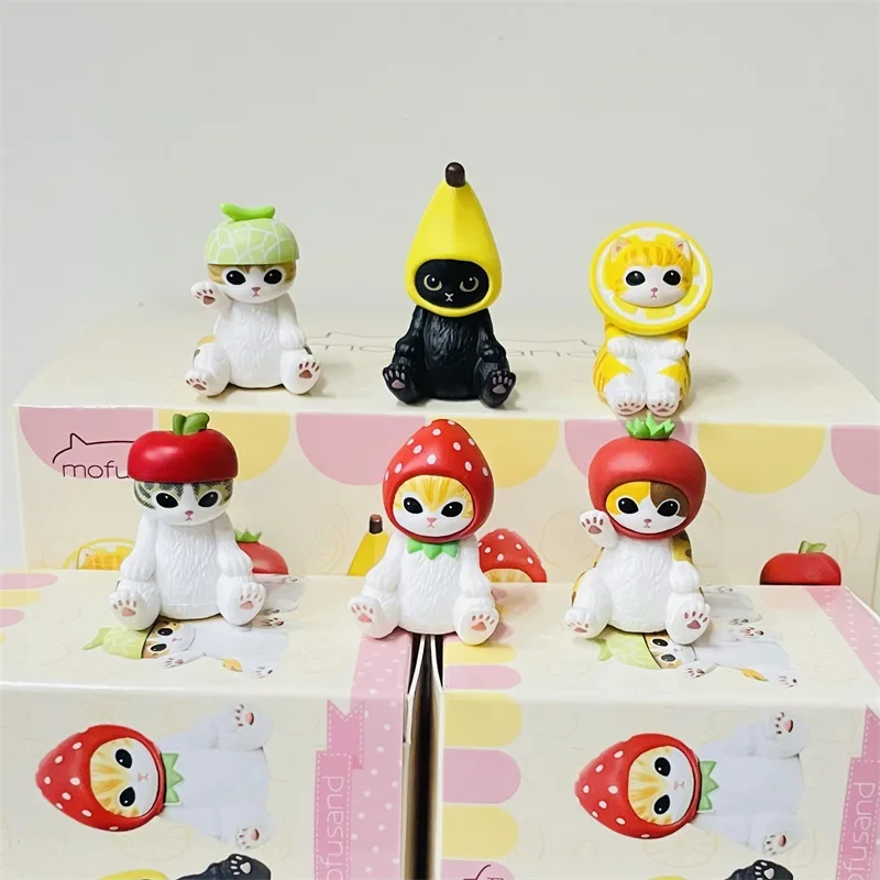 Mofusand-caja ciega de gato tiburón, figuras de gato de fruta bonita de dibujos animados, adornos, muñecas, juguetes para fanáticos, regalos de Navidad para niños, 1 Uds.