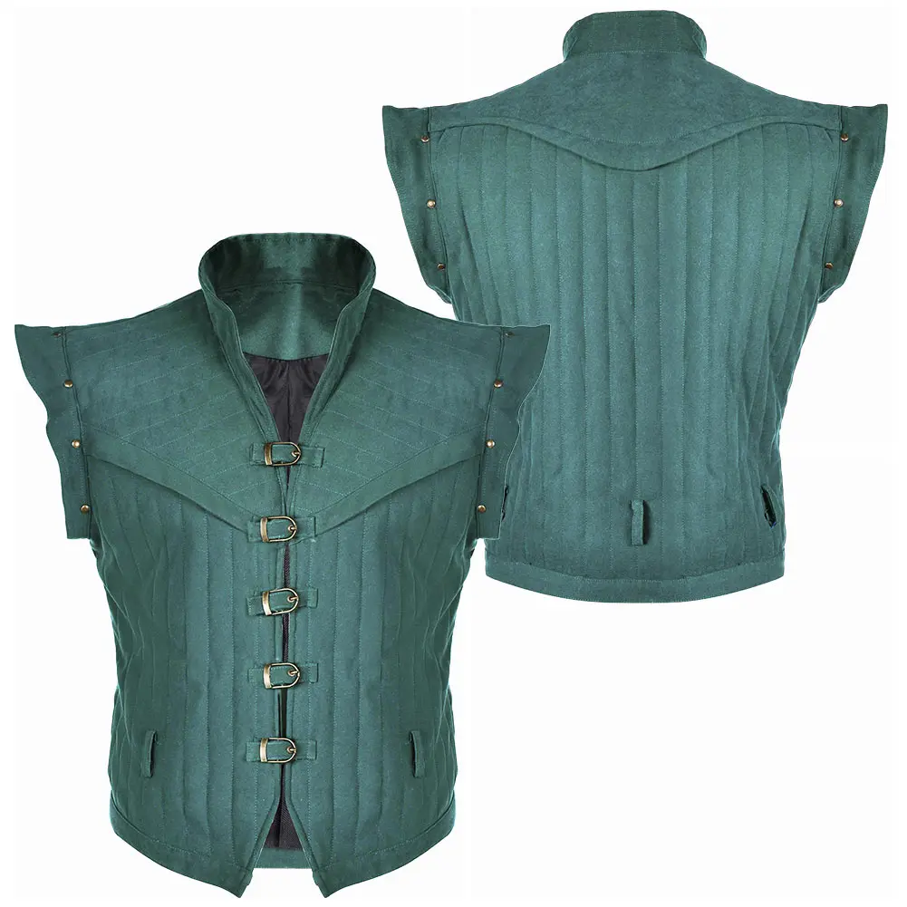 Flynn-Costume Cosplay de Style Médiéval pour Homme, Gilet Vert et Bleu, Déguisement d'Halloween, Carnaval Imbibé