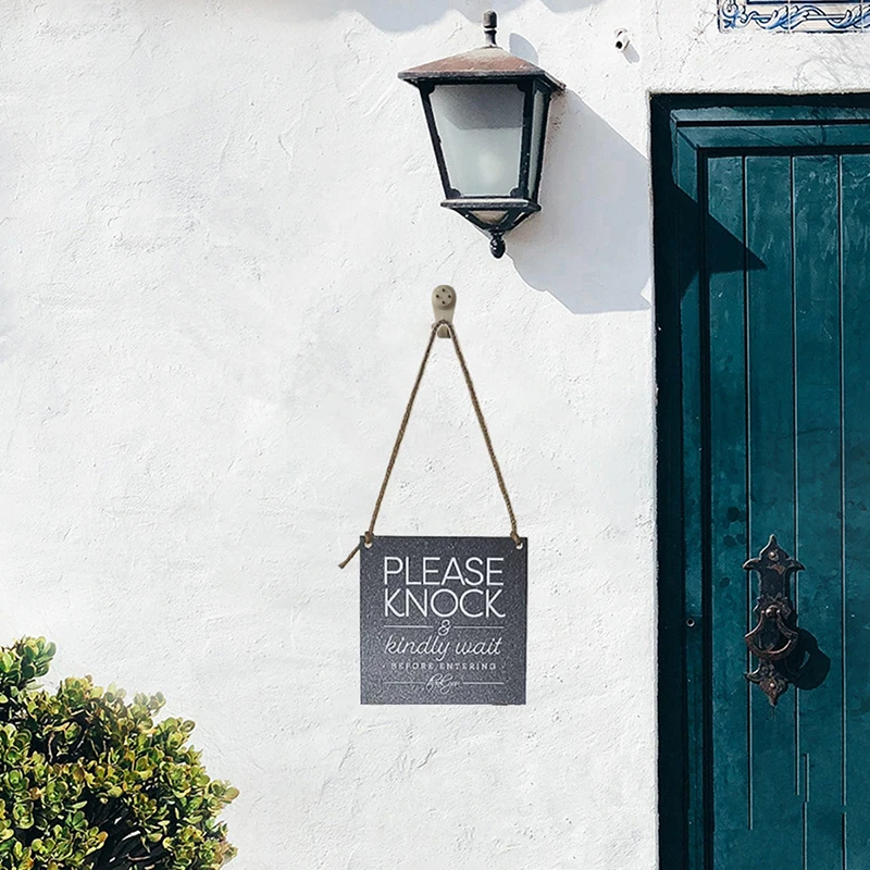 Please Knock Sign Black And White Printed Reminding Warning Sign Room Ornaments For Bedroom Hotel Reading Room Study Room