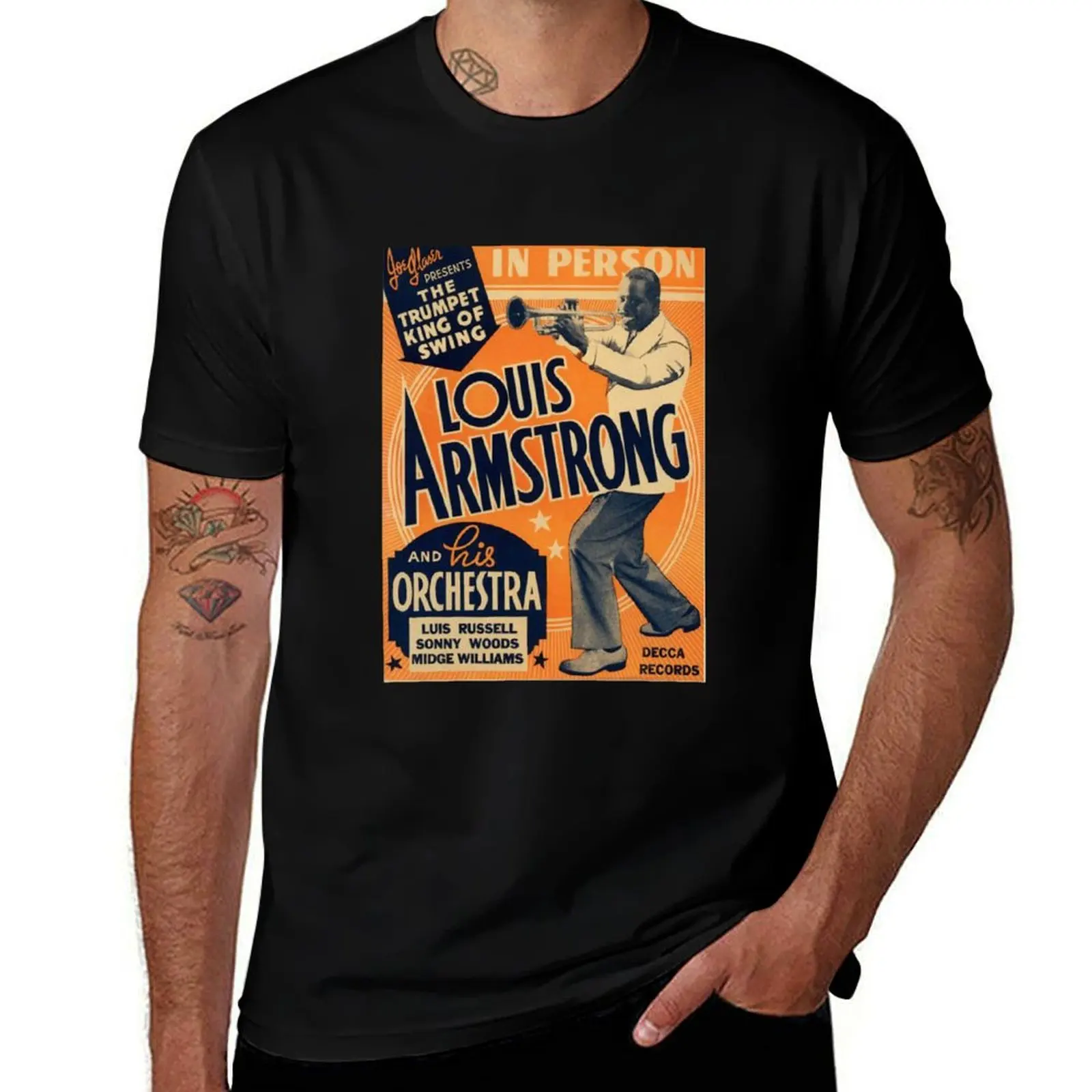 

Louis Armstrong Vintage T-Shirt rapper graphic tees luxury clothing labubu luxury designer T-shirts for men cotton