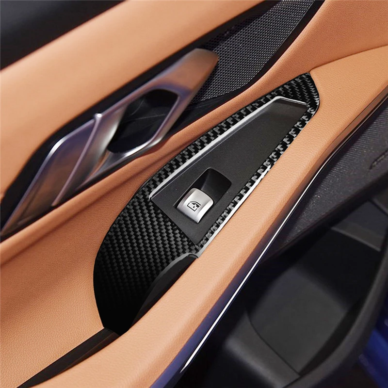 

Carbon Fiber Car Windows Control Lifting Panel Trim Cover Frame Stickers For BMW 3-series G20 G28 325li 330d 335 2019-2020