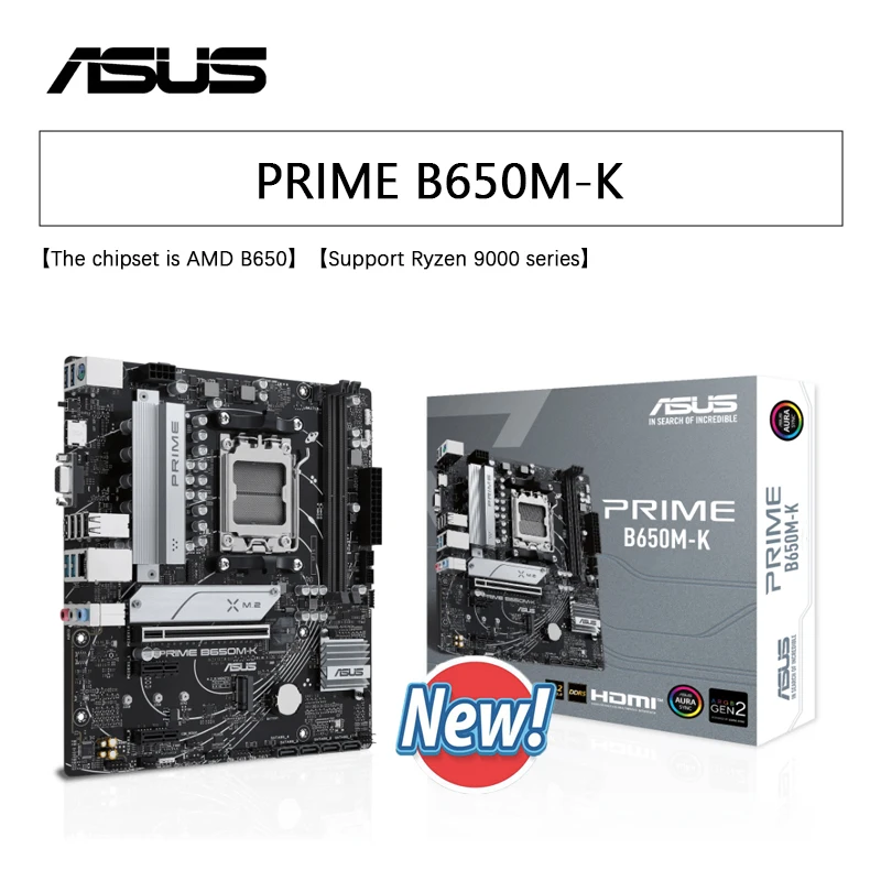 ASUS New PRIME B650M K AMD B650 يدعم سعة 96 جيجابايت AMD Ryzen ™ 7000 8000 9000 سلسلة اللوحة الأم المقبس AM5 #1