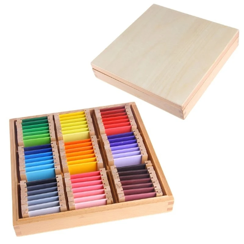 Monessori Sensorial Maerial Learning Boîte à colorier en bois préscolaire oy