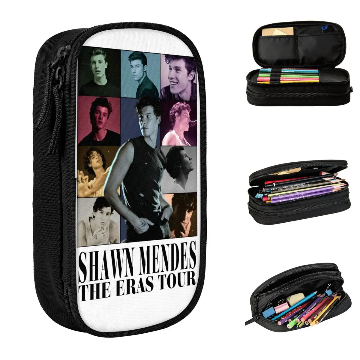 Large-capacity Pencil Pouch Shawn Mendes The Eras Tour Merch Double Layer Pen Case Girl Make Up Bag Suprise Gift