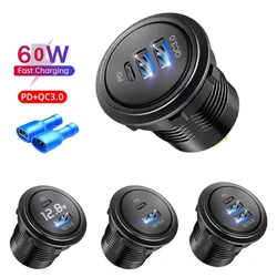 12v usb pd car marine charger socket QC3.0 and PD Type C 3 Ports Car Charger adapter for bmw x3 e83 e87 bmw x5 e53 f30 f20 f10