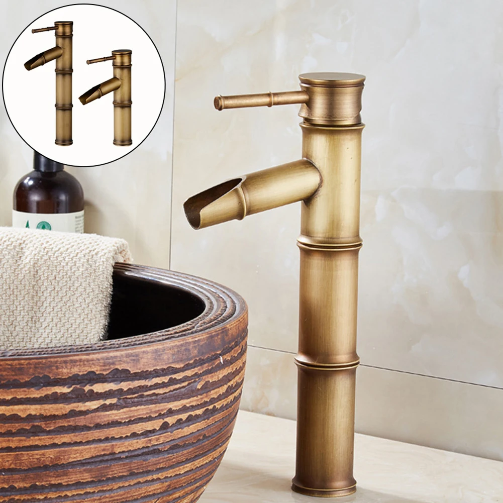 

Bathroom Basin Faucet Anti-corrosion Antique Brass Bamboo Shape Faucet Single Handle Sink Faucet Hot And Cold Water