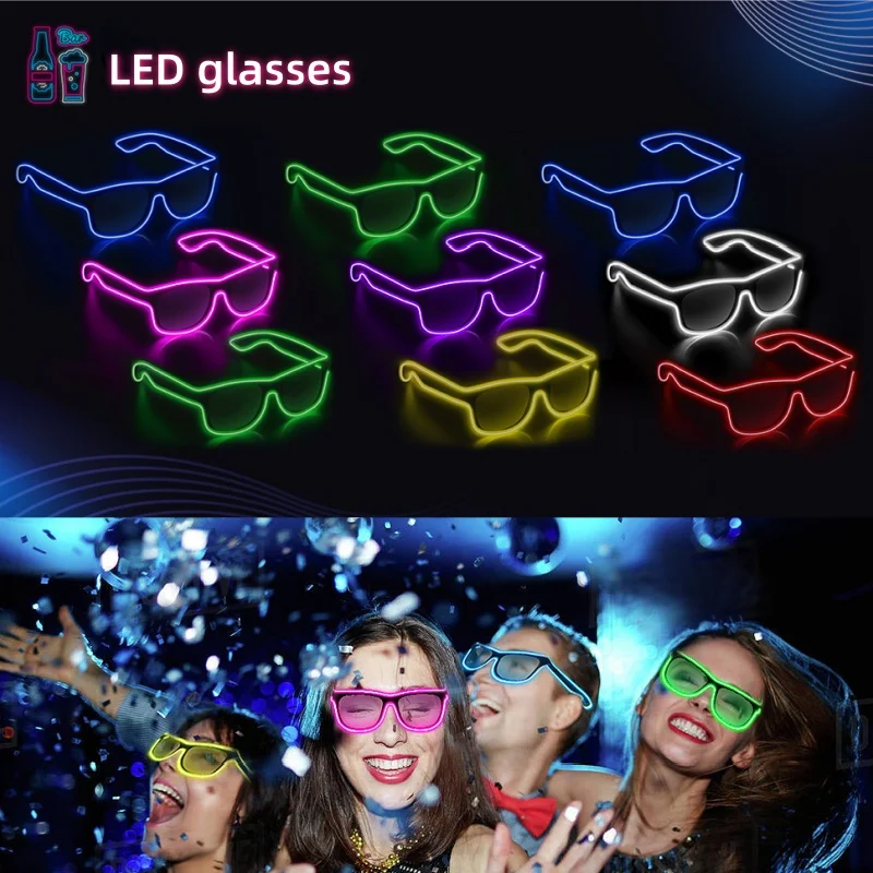 

Новые крутые мигающие очки EL Wire светодиодные очки светящиеся товары для вечеринок освещение подарок яркий свет фестиваль вечерние светящиеся солнцезащитные очки