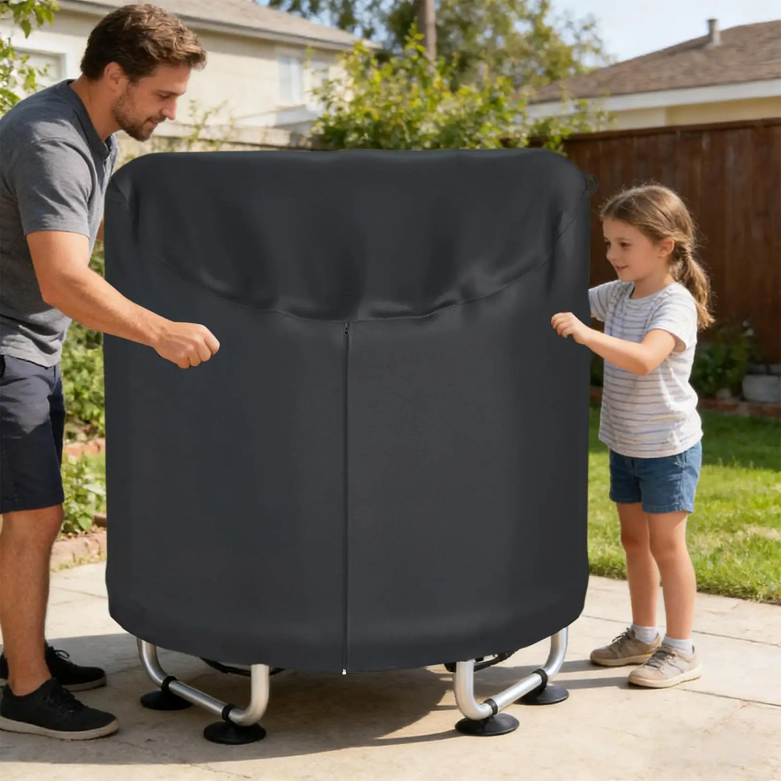 Trampoline Winter Cover Heavy-Duty Folding Protective Winter Outdoor Trampoline Canopy for Rain Sun Snow Jumping Bed Maintenance