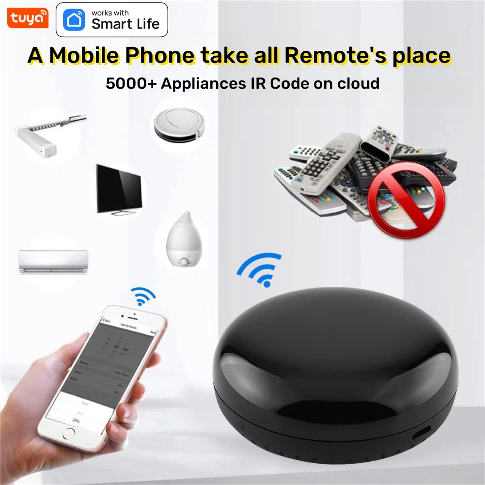 Tuya Wi-Fi Universal Remote Control, Remote Control, Voice Control, Compatible with Alexa and Google Home, Ideal for Smart Homes
