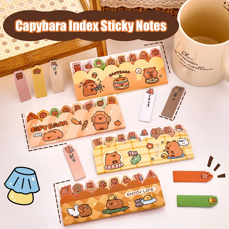 Cute Cartoon Capybara Index Sticker Test Paper Page Mark Note Paper Creative Classify Sticky Note Kawaii Planner Sticker