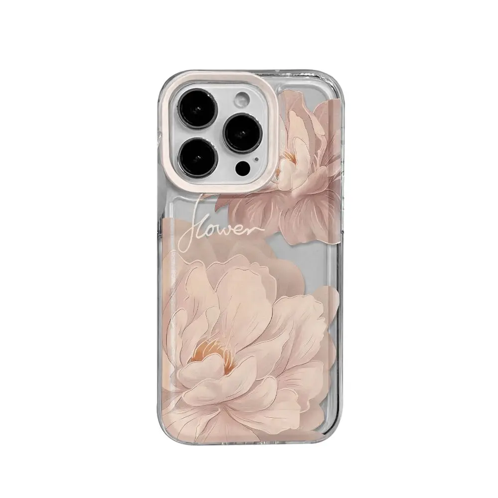 Simplicity Oil Painting Flower Phone Case For iPhone 16 15 14 13 12 11ProMax XR XS MAX 78Plus Y2K Girl Cute Anti Fall Back Cover