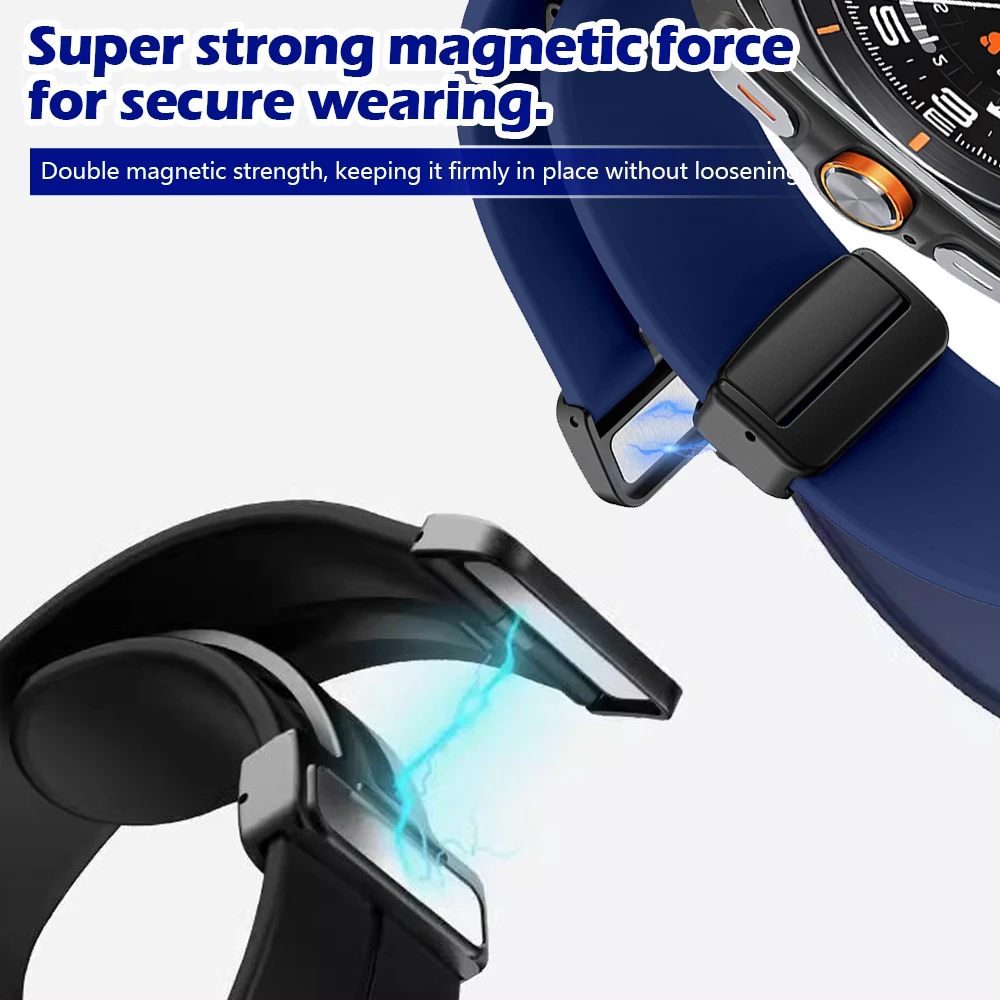 Correa deportiva de silicona magnética sin huecos para Samsung Galaxy Ultra 2025 2/1 47mm, ajuste rápido para reloj 8 Classic 46mm 8 40mm 44mm