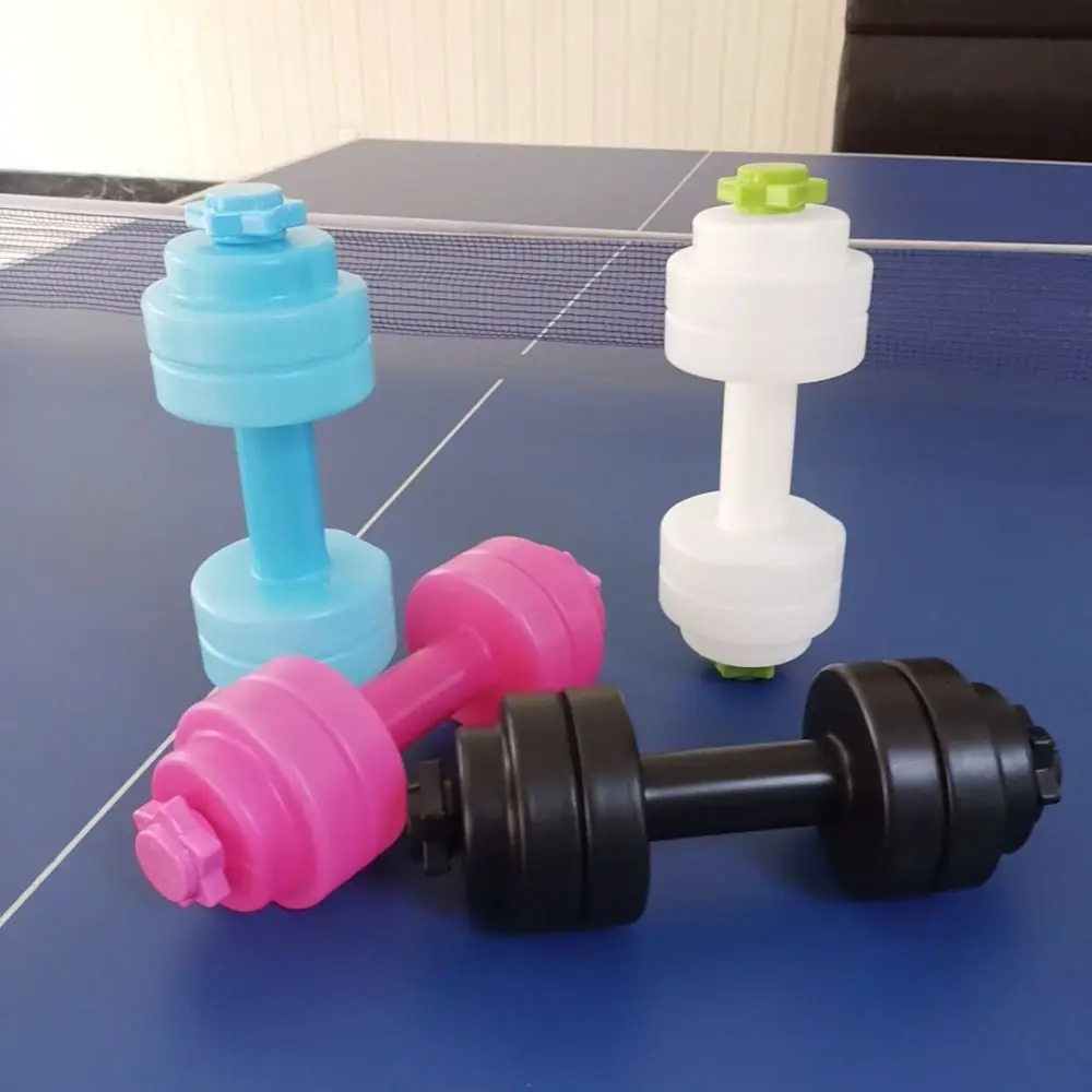 Divertido máximo 1KG taza de agua con mancuernas 830ML mancuernas llenas de agua de plástico creativo multifunción Fitness botella de agua Oficina