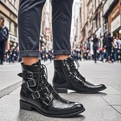 Zomer Man Gesp Schoenen Jurk Laarzen Model Tonen Schoenen Banket Party Gepersonaliseerde Laarzen Koe Lederen Trouwen Laarzen