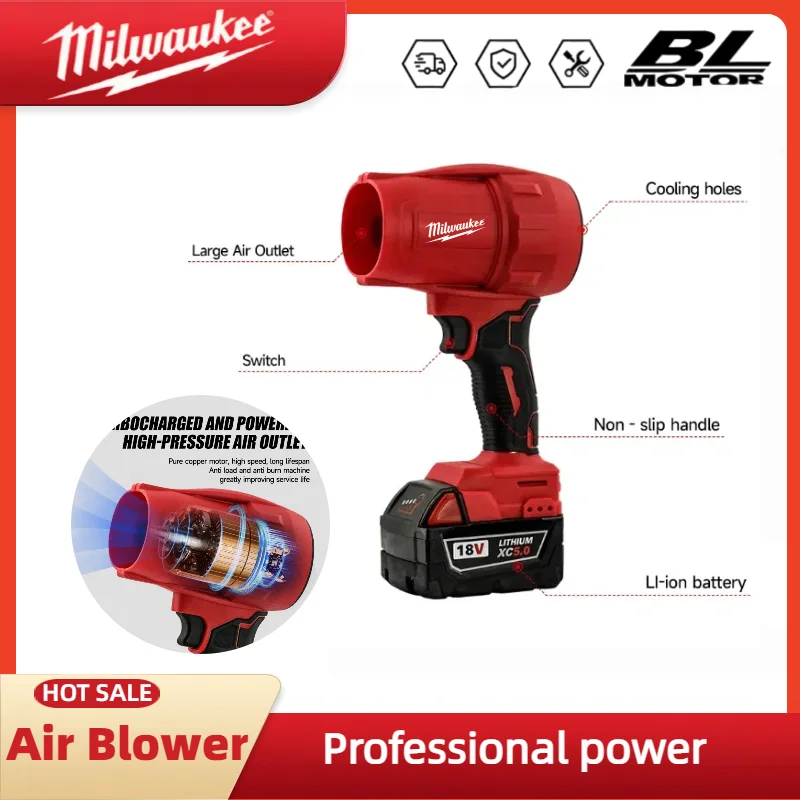 ميلووكي الكهربائية Turbojet مروحة 30000r/دقيقة سوبر قوة الرياح سيارة أداة إزالة الصواميل اللاسلكي دبوس منفاخ الهواء لبطارية 18 فولت #5