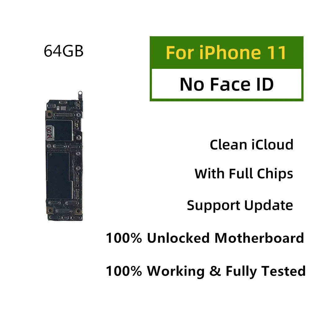 Fully Tested 100% Unlocked Mainboard Clean iCloud For iPhone 11 Motherboard with/No Face ID Support iOS Update Logic Board