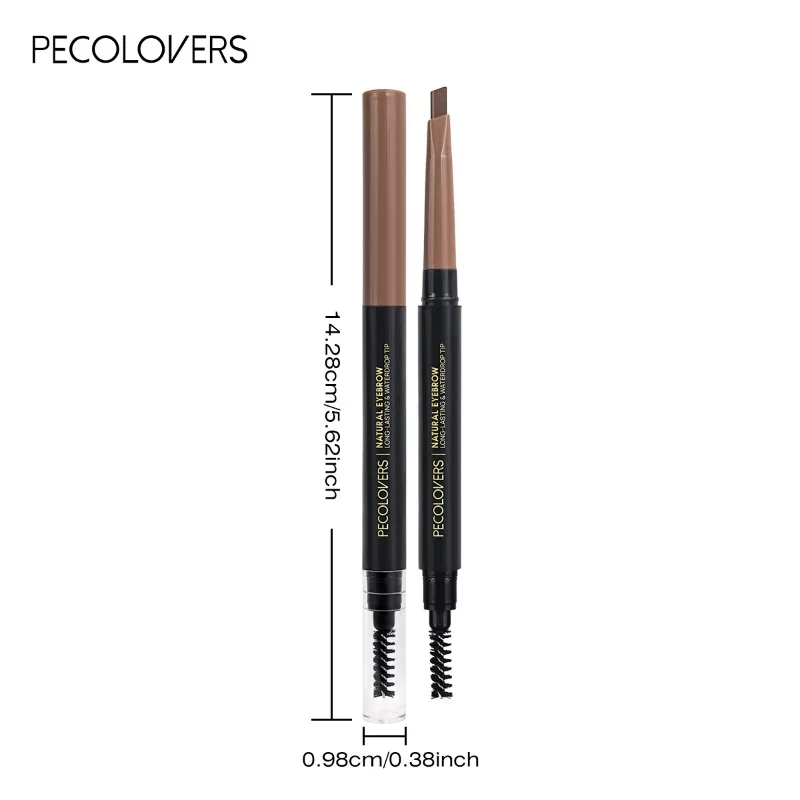 1 قطعة تطبيق دقيق، تطوير الألوان، مضاد للتلطخ، أسود/بني/رمادي، لمسة نهائية طبيعية غير لامعة تدوم طويلاً، قلم حواجب 2 في 1