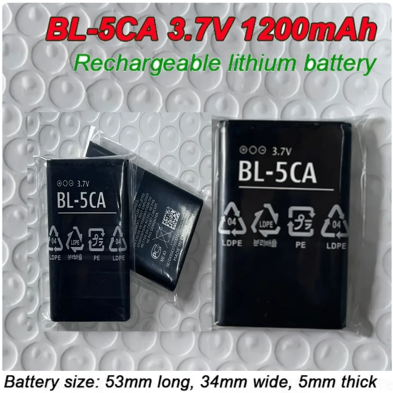BL-5CA BL 5CA 3.7V Battery Lithium for Nokia 1110i 1110 1200 1600 5030 1208 1209 2700C 1680C 1682 7500 BL5CA  Phone Batteries