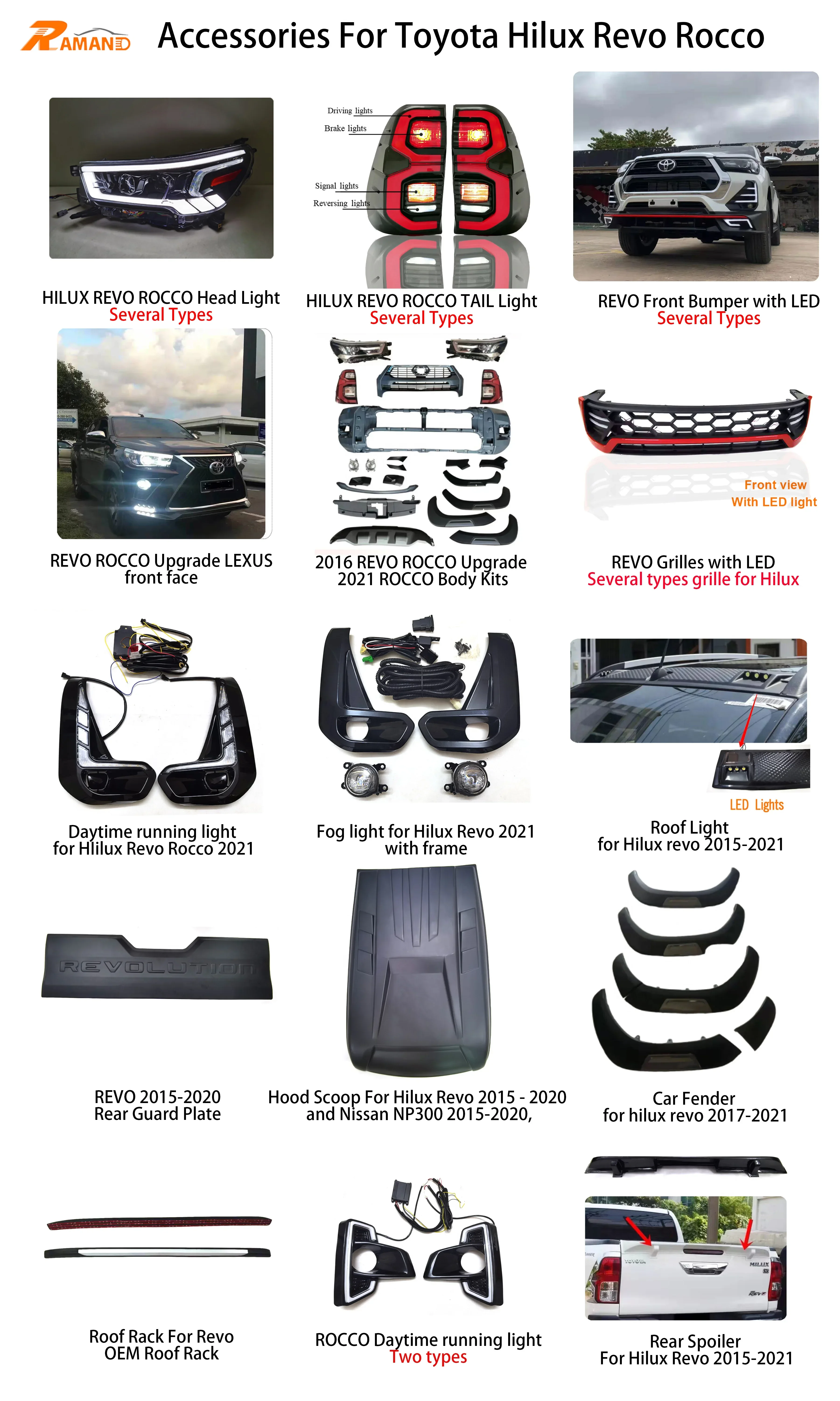 Factory LED Retrofit headlight For Hilux Revo Rocco 2021 Refitting Head Light with dynamic Start light effect For Hilux Revo