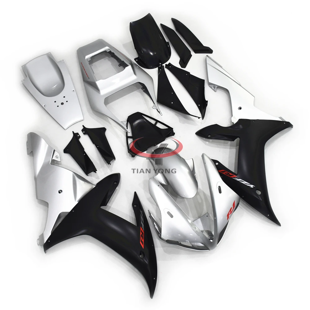 Motorcycle For R1 2002 2003 YZF1000 02 03 Full Fairing Kit Cowling Injection Silver matte black two-color print