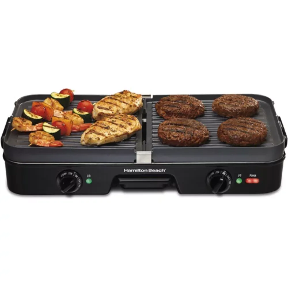 

2023 Hamilton Beach 3-in-1 Grill & Griddle Indoor BBQ Grills Kitchen Appliances