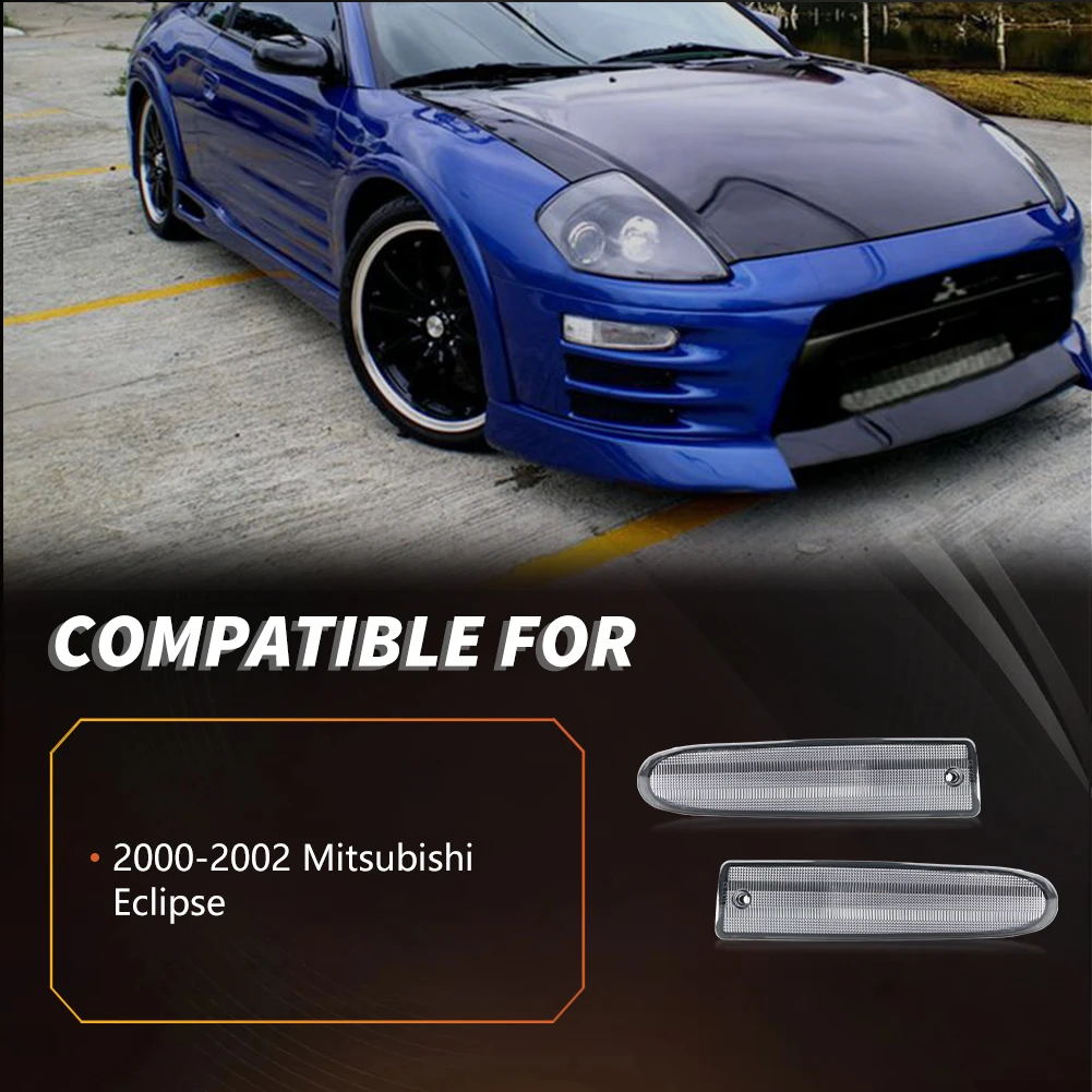 4Pcs Front & Rear Corner Side Marker Light Turn Signal Light Cover For 2000 2001 2002 Mitsubishi Eclipse No Bulb/Socket Included