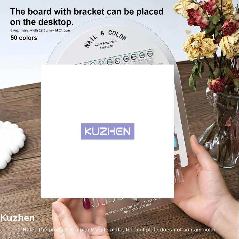 Placa de cor de unha acrílica premium, ímã de pontas de unhas, placa de exibição, cartão de cor de comparação com adesivos de número para salão de beleza