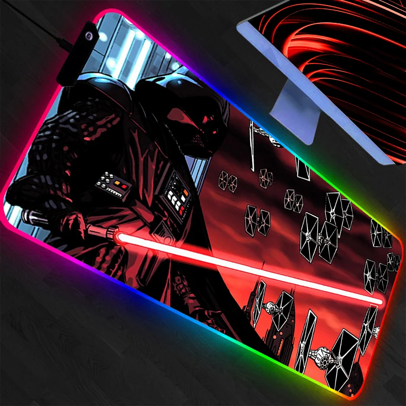 

Коврик для мыши RGB Star Wars, профессиональный коврик для мыши для геймеров, профессиональный коврик для мыши для киберспорта, скоростной коврик для ПК, резиновый коврик для клавиатуры с подсветкой, светодиодный настольный коврик, коврик для мыши, прочны