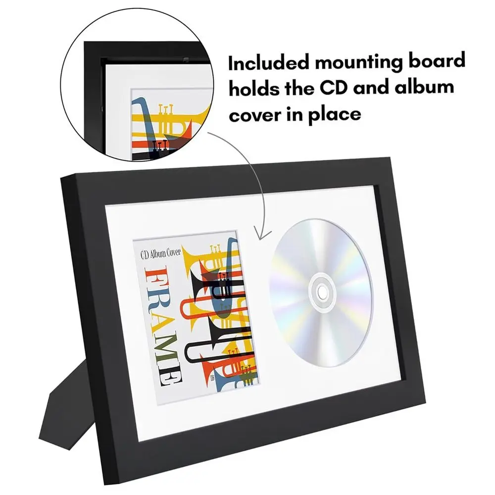 Handmade Wall Mountable CD Display Frame Collectible Durable CD Frame Display Case Tabletop Display Disc Frame Box Music Lovers