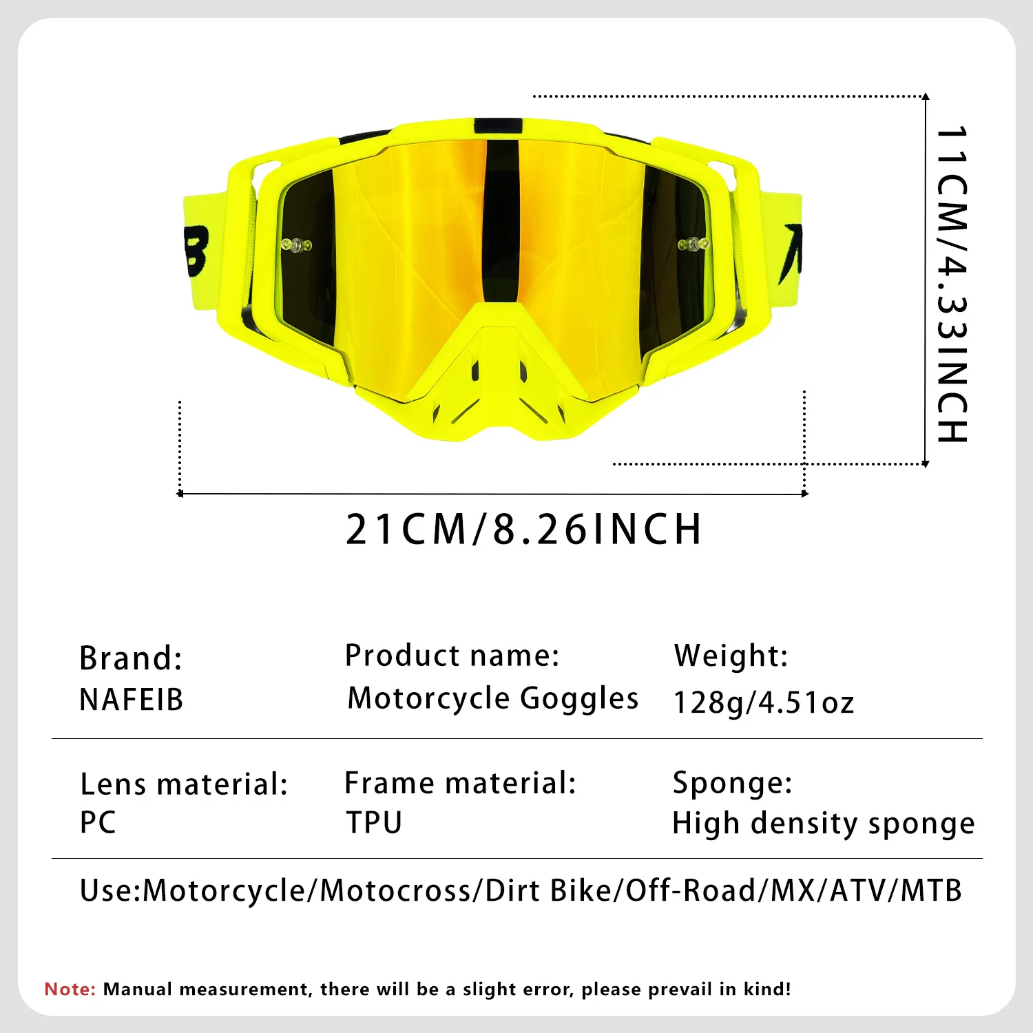 Motorcycle Goggles-Premium Off-Road Riding Glasses for All Helmets Anti-Scratch UV400 Cross-Border Outdoor Sports Gear