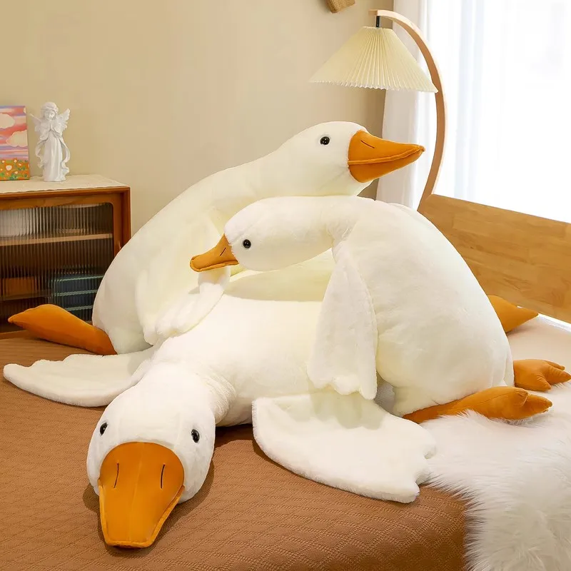 Giant Size Fluffy Duck Plush Toys Sleep Pillow Cute Animal Stuffed Swan Goose Plushies Dolls Floor Mat Kids Girls Birthday Gift