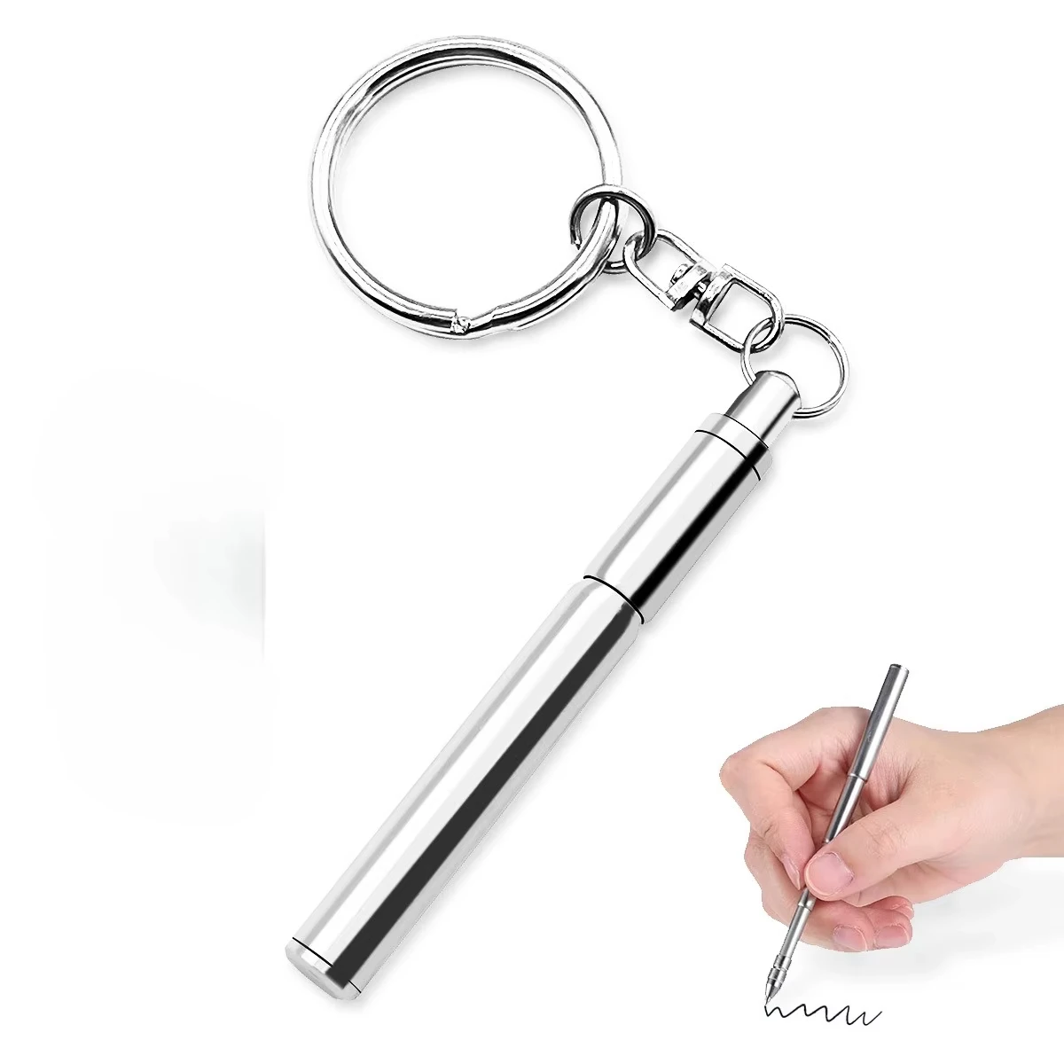 6.3cm Portable Tool Pen Ballpoint Pen Creative Metal Keychain Stainless Steel Ergonomic Ballpoint Pen SchoolOffice Mini Keychai
