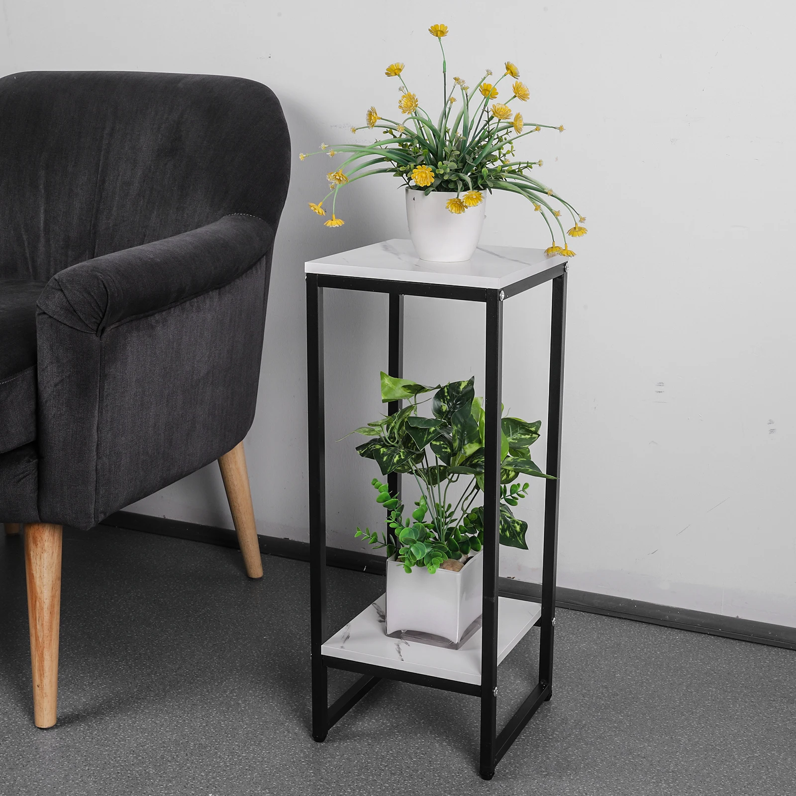 

2 Layer Indoor Plant Stand Metal Indoor Flower Pot Stand Decorative Plant Shelf Flower Pot Rack for Balcony Garden Entryway