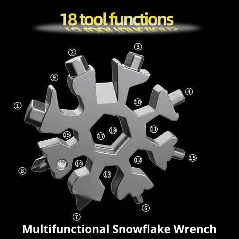 Multifunctional Snowflake Wrench Tool Steel Octagonal Hexagon Portable 18 in One Mini Universal Wrench