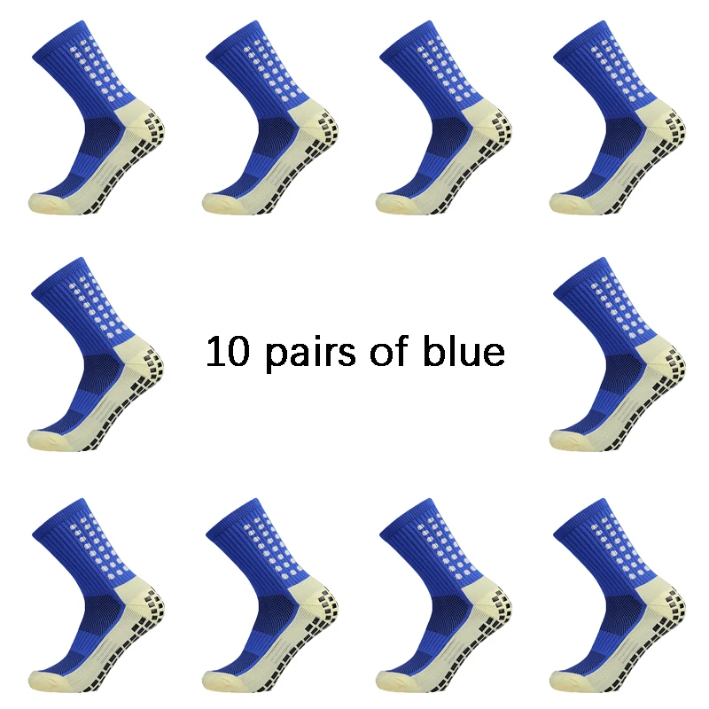 10 Pairs/lot Men Womens Football Socks Cotton Square Silicone Suction Cup Grip Anti Slip Soccer Sports Rugby Socks Tennis Socks