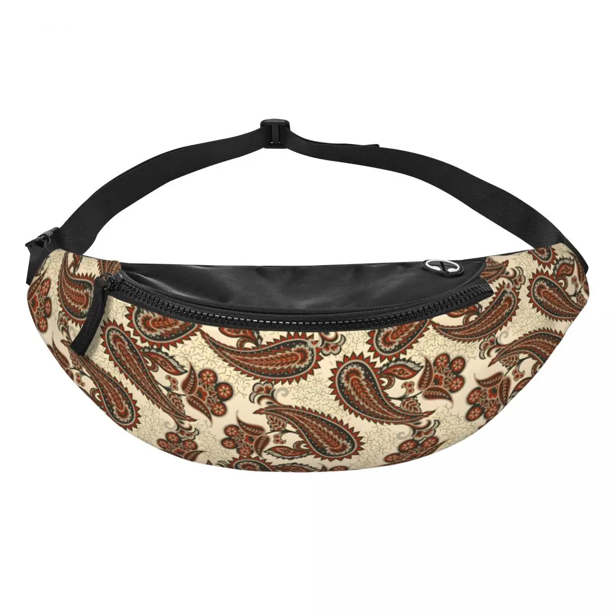 Custom Paisley Ethnic Floral Fanny Bag Customized Crossbody Waist Pack Men Women Cycling Camping Phone Money Pouch