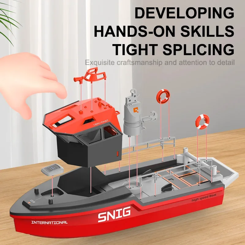 SG-TX694 News RC Boat 2.4G 4CH Remote Control Rescue Boat Speedboat Children's Toy Water Speed Boat Summer Toys
