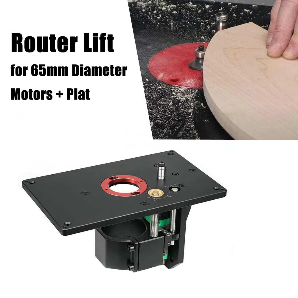 

Router Lift for 65mm Diameter Motors + Plate Woodworking Router Table Insert Plate Lift Base Wood Router Working Benches Tools