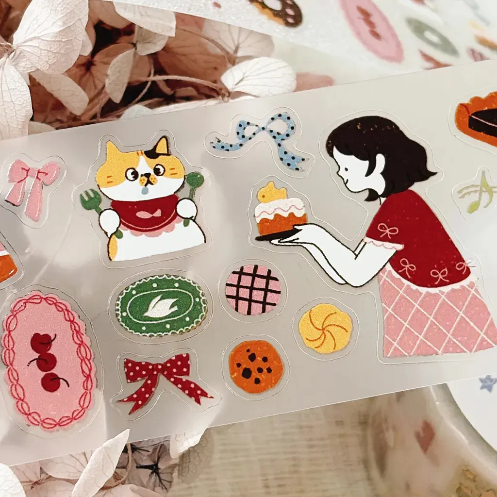 1 Loop 63penhouse Vintage A Purrfect Break Lazy Office Cat Washi Tape for Card Making DIY Scrapbooking Plan Decorative Sticker