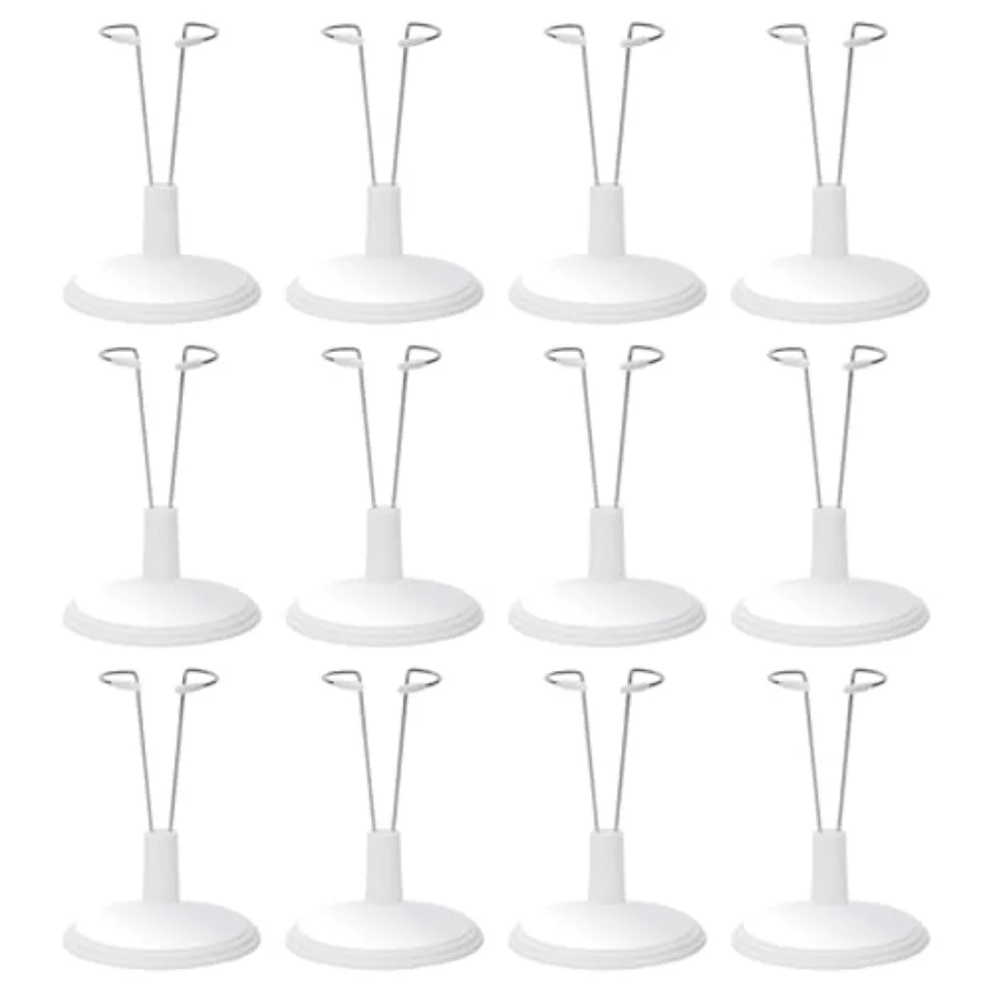 

12 Pack Adjustable Doll Stand Compatible with 6.8 Inch Dolls, White Plastic Support Holder Not Include Dolls