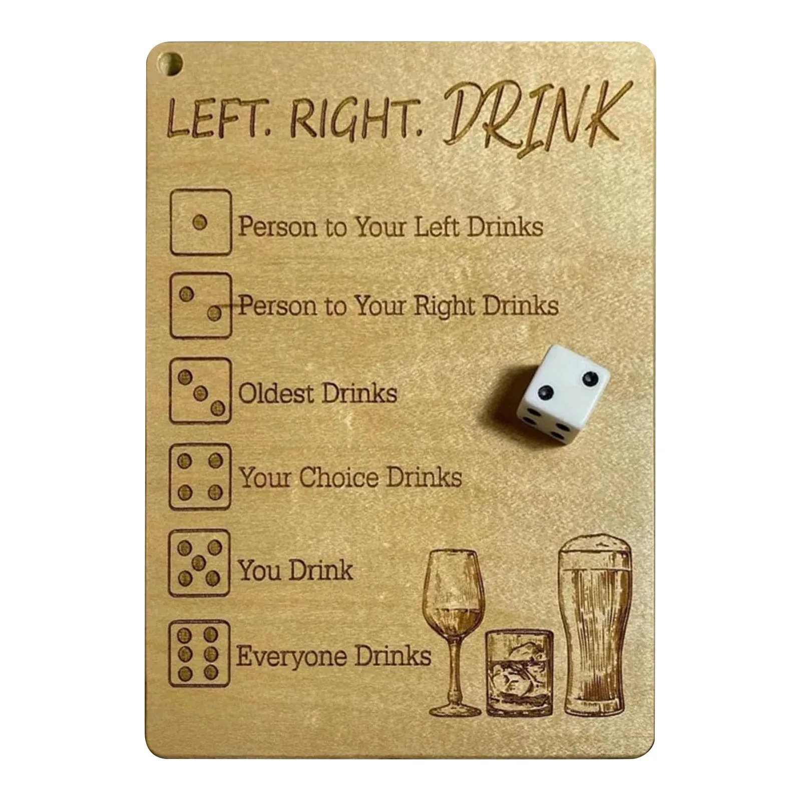 Paar Spel Houten Links Rechts Drinken Spel Vierkant Met Dobbelstenen Volwassen Drinkspel Grappige Dobbelstenen Dienblad Party Games