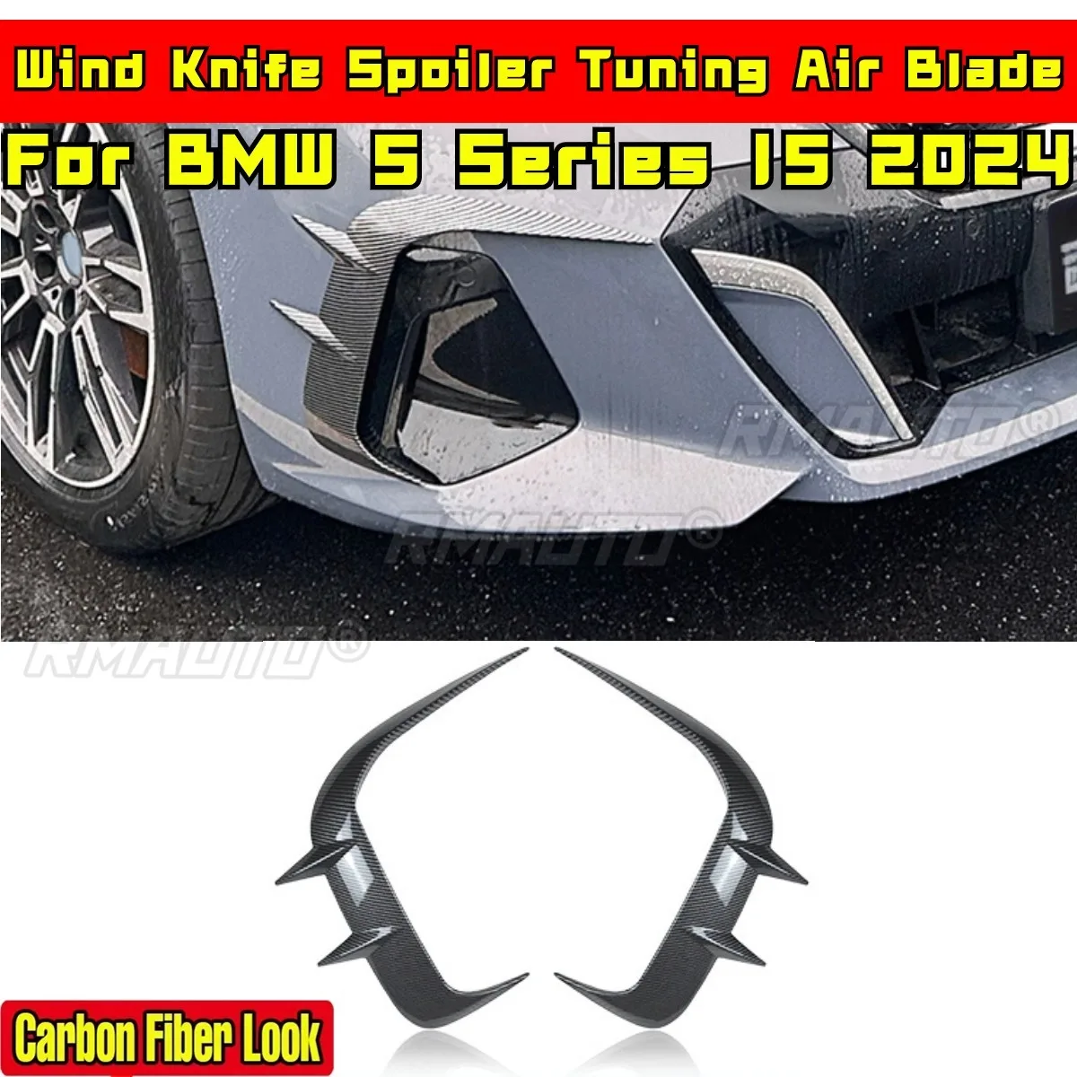 

Side Wind Knife Spoiler Tuning Air Blade Compatible with BMW 5 Series I5 2024 Body Kit Car Front Bumper Splitter Car Accessories