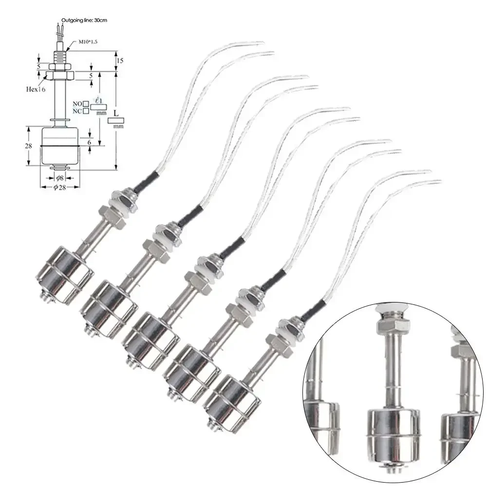 Stainless Steel Float Switch Tank Liquid Water Level Sensor 45/65/75/100/150mm Double Ball Float Switch Tank Pool Flow Sensors
