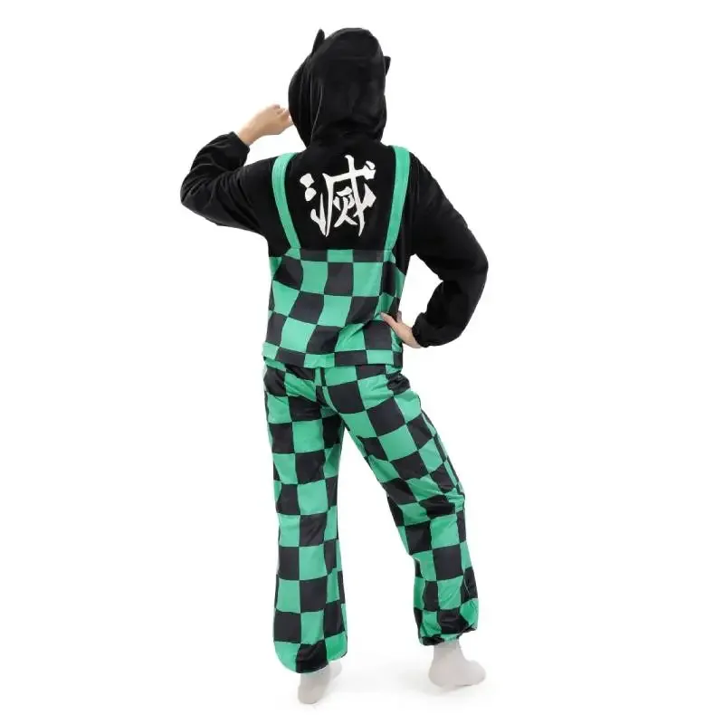 Sky01 WSIX tanjiro pijama mono inspirado adulto para mujeres Kamado tanjirou cosplay pijama mono con capucha ropa de dormir hallowend01 @