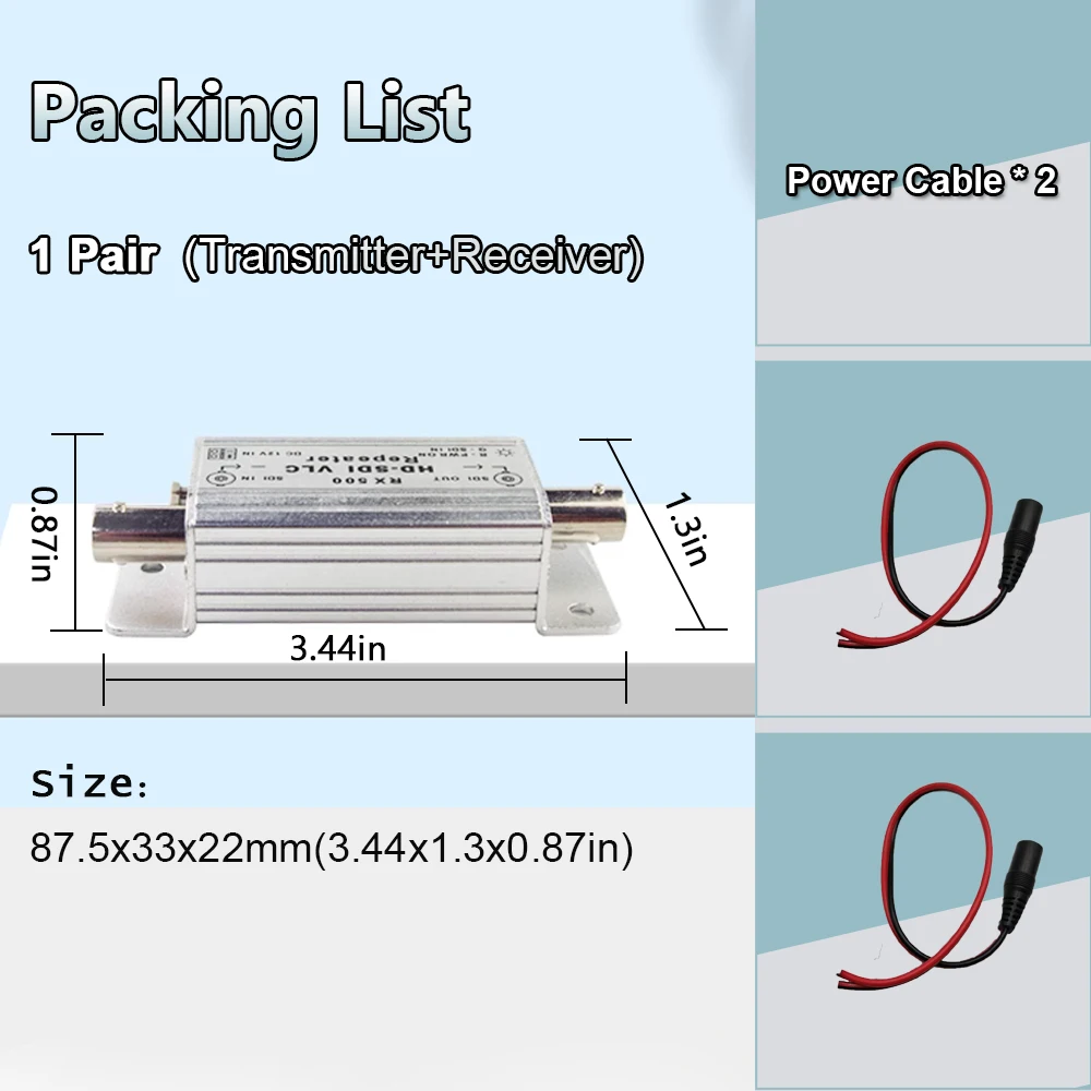 Imagem -05 - Hd-sdi Amplificador de Sinal Sdi Repetidor até 500m Incluindo Transmissor e Receptor