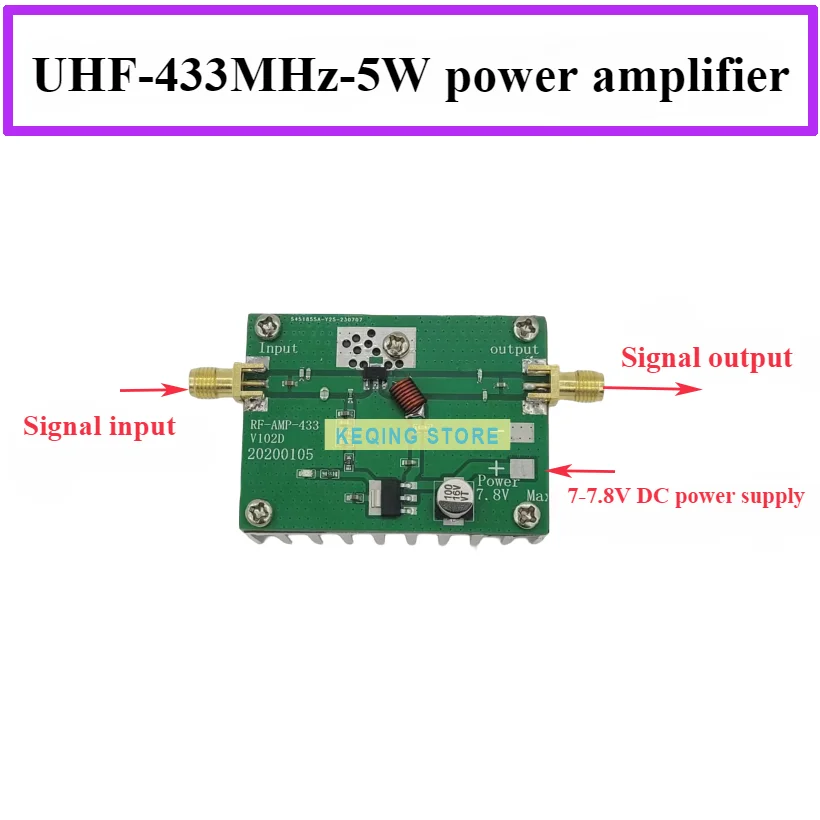 433MHz 5W Microwave RF Power Amplifier Module broadband UHF Power Amplifier Range Extender Module Board