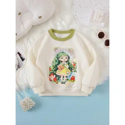 2024Girls' New Spring, Autumn and Winter Mermaid Little Girl Three-Dimensional Pattern Pullover Comfortable Bottoming Shirt