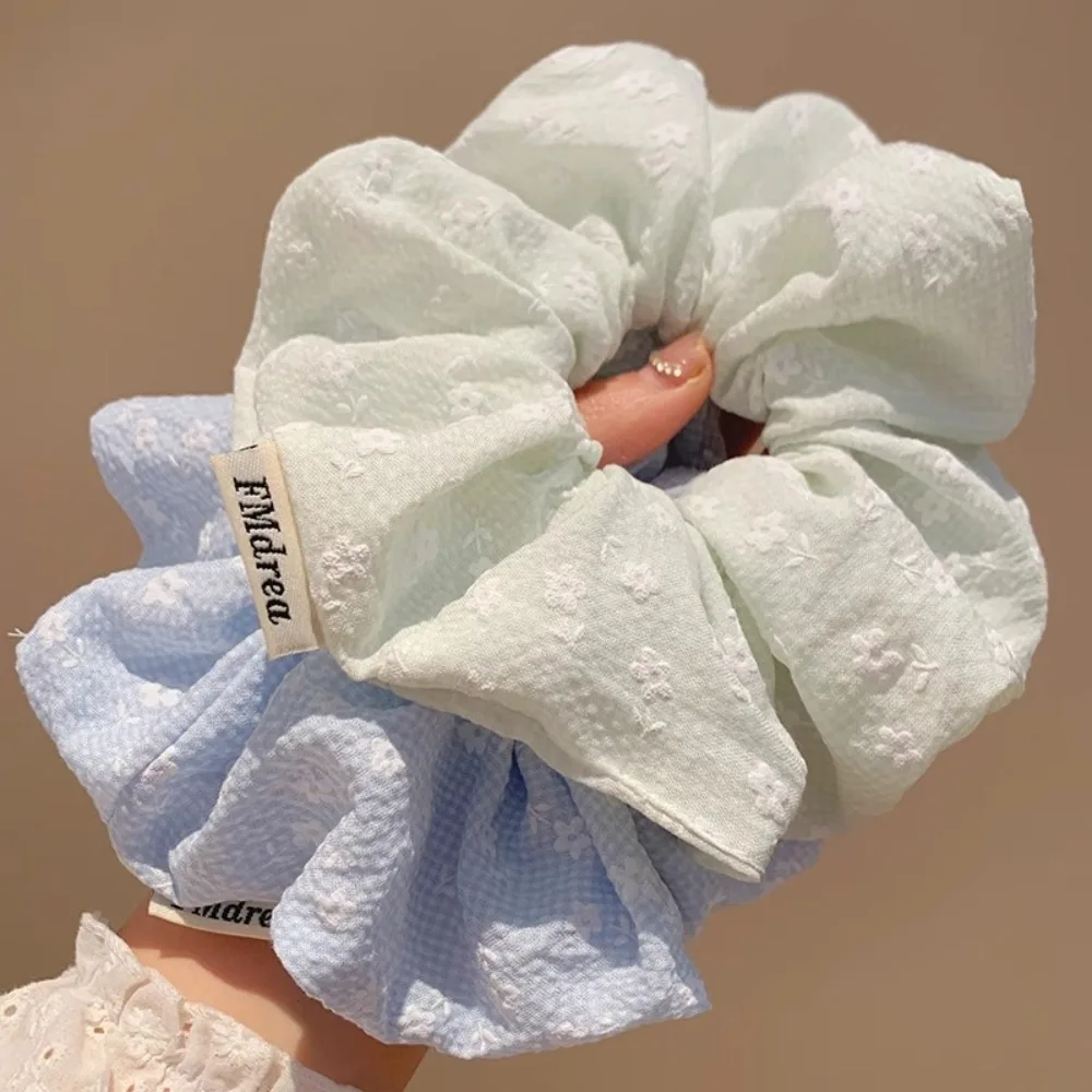 4pcs Pastel Ditsy Floral Scrunchies Textured Gingham Elegant Hair Accessories Soft Perfect Adding Romantic Touch Daily Looks