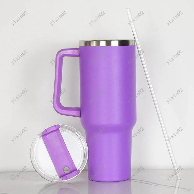 

Large Capacity Stainless Steel Car Cup Insulated Tumbler with Handle Straw